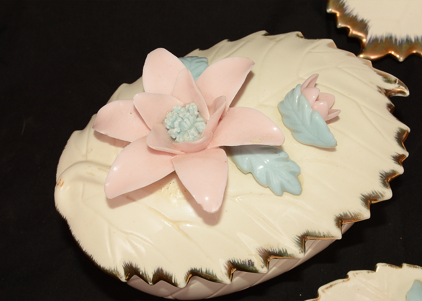 Vintage Porcelain Dishes and Trinket Boxes with Floral Designs