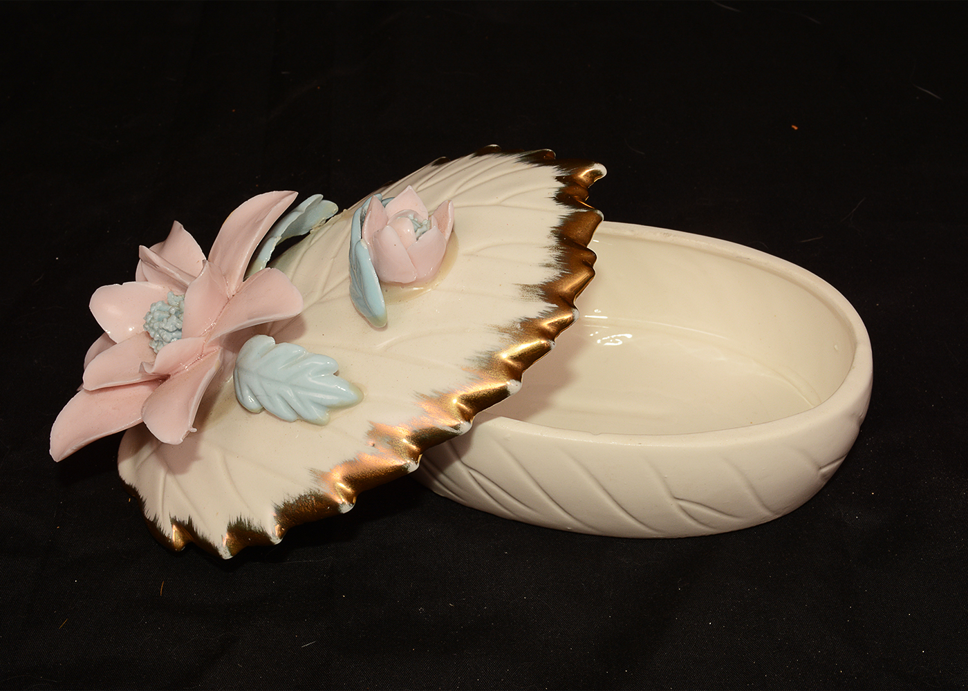 Vintage Porcelain Dishes and Trinket Boxes with Floral Designs