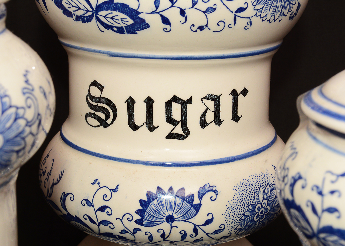 Delft Style Blue and White Porcelain Kitchen Canister Set