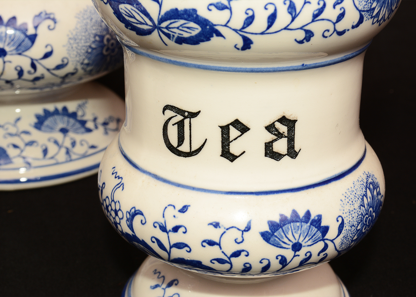 Delft Style Blue and White Porcelain Kitchen Canister Set