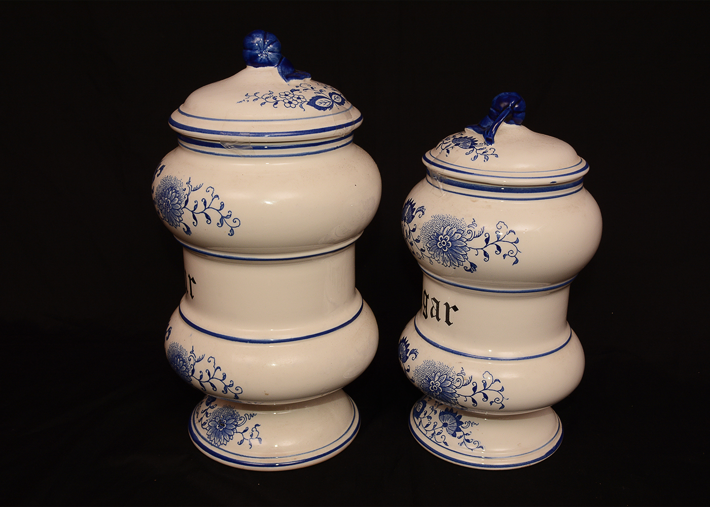 Delft Style Blue and White Porcelain Kitchen Canister Set
