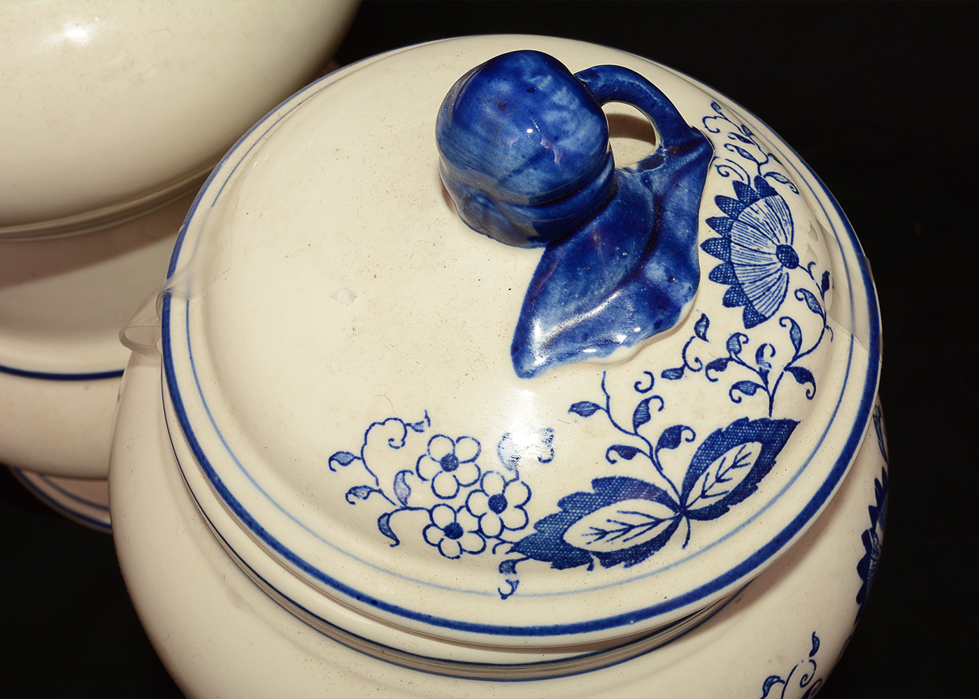 Delft Style Blue and White Porcelain Kitchen Canister Set