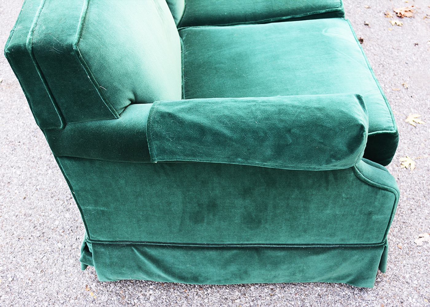 Ethan Allen "Traditional Classics" Green Velour Sofa