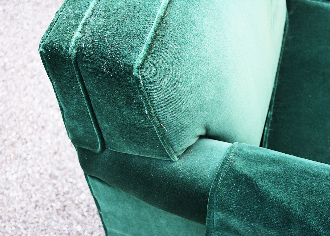 Ethan Allen "Traditional Classics" Green Velour Sofa