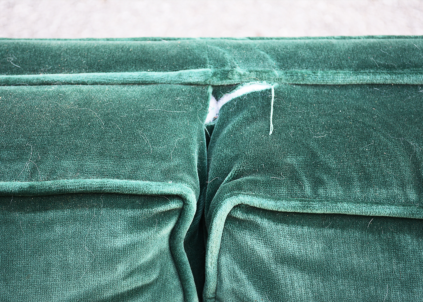 Ethan Allen "Traditional Classics" Green Velour Sofa