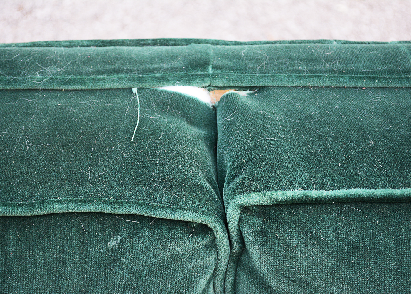 Ethan Allen "Traditional Classics" Green Velour Sofa