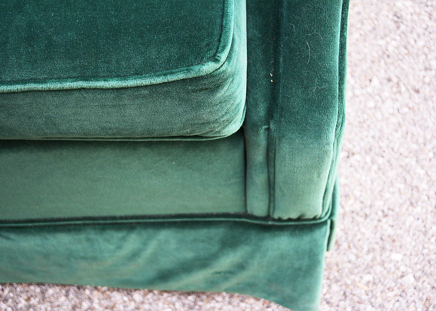 Ethan Allen "Traditional Classics" Green Velour Sofa