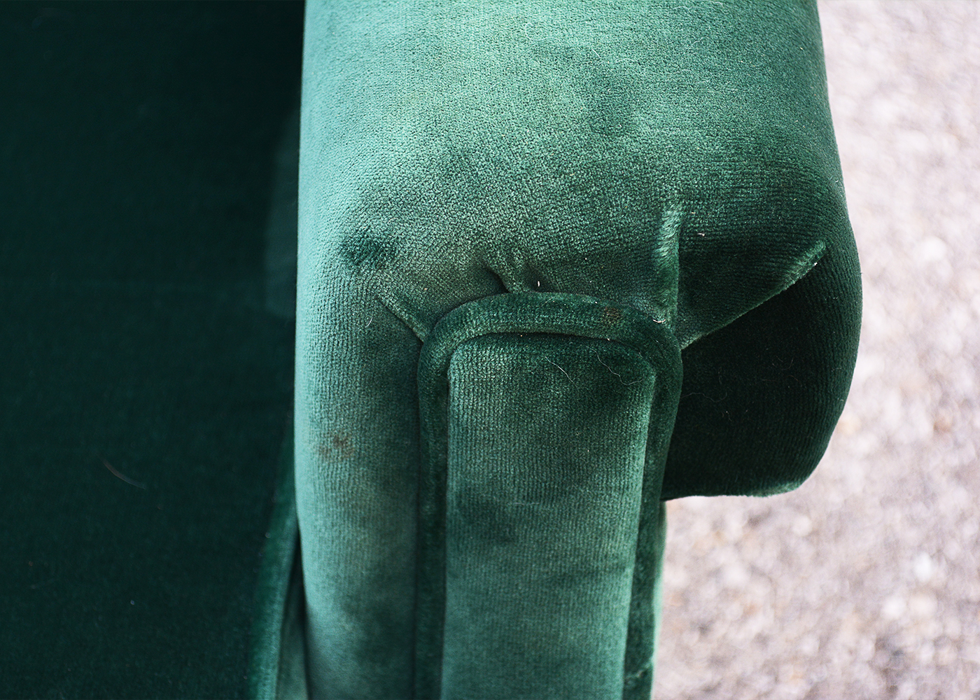 Ethan Allen "Traditional Classics" Green Velour Sofa