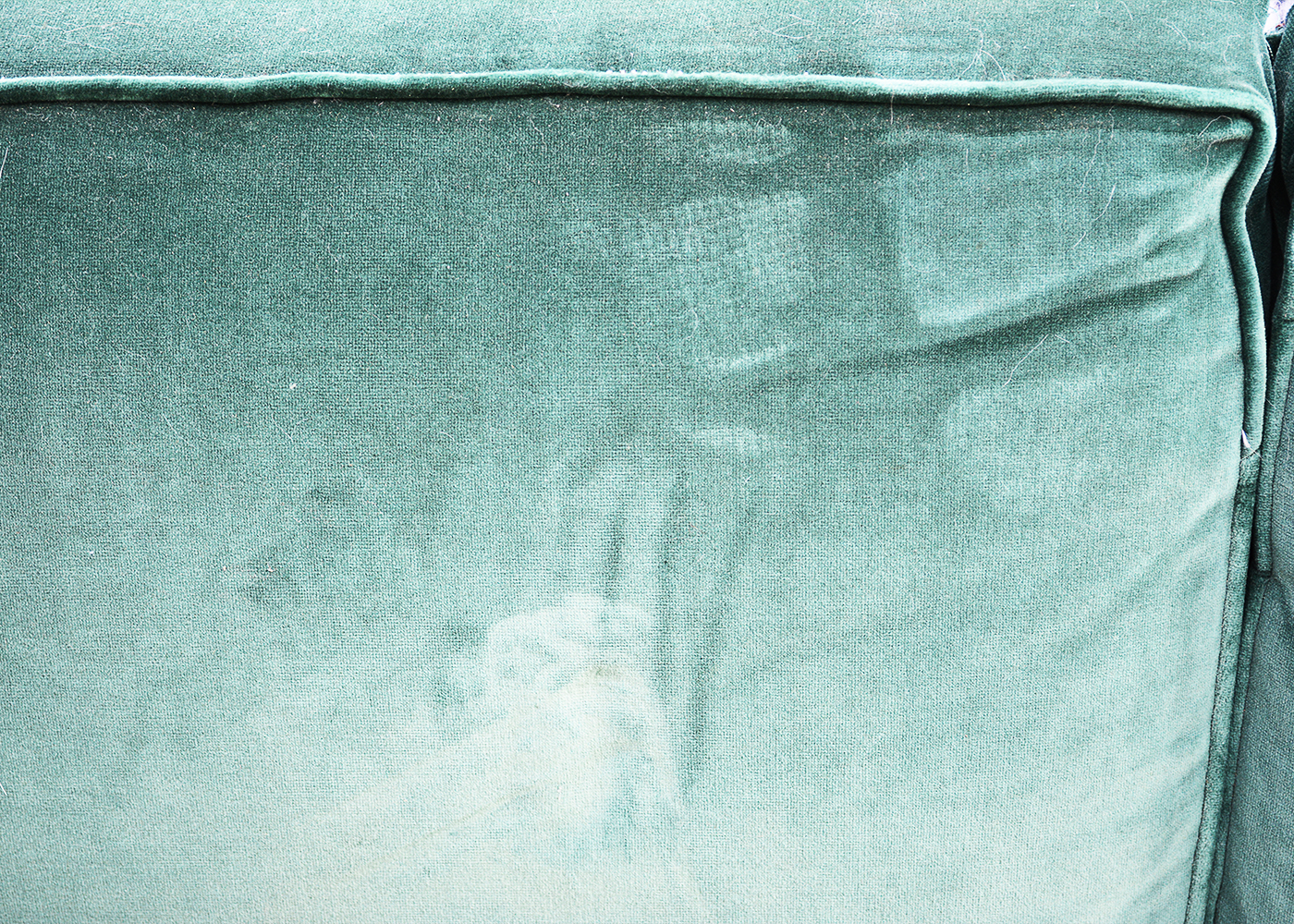 Ethan Allen "Traditional Classics" Green Velour Sofa