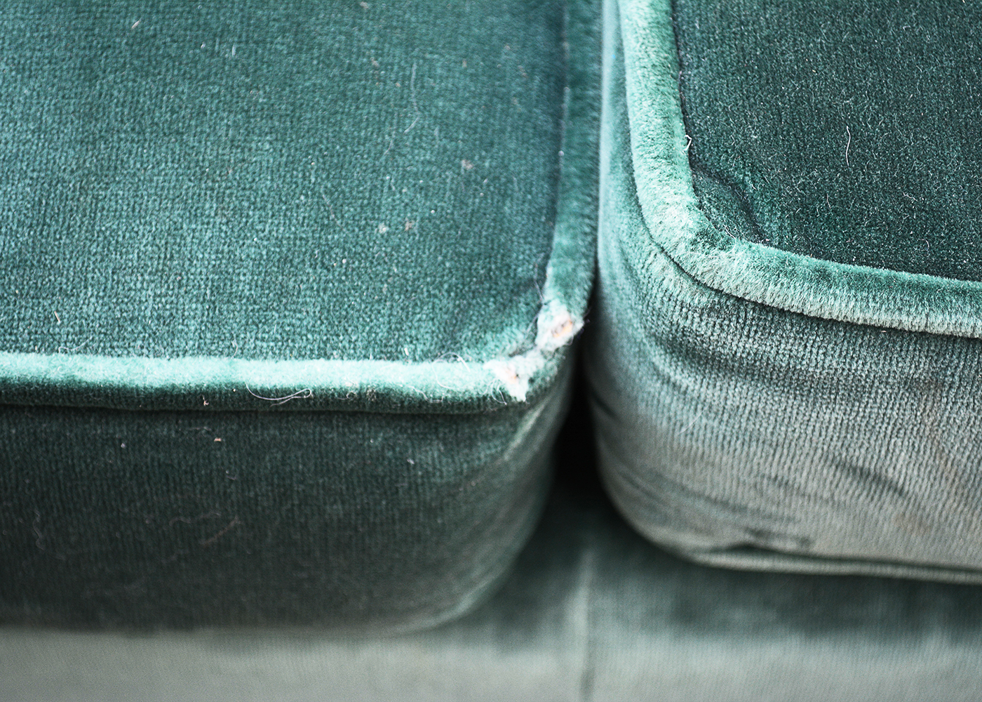 Ethan Allen "Traditional Classics" Green Velour Sofa