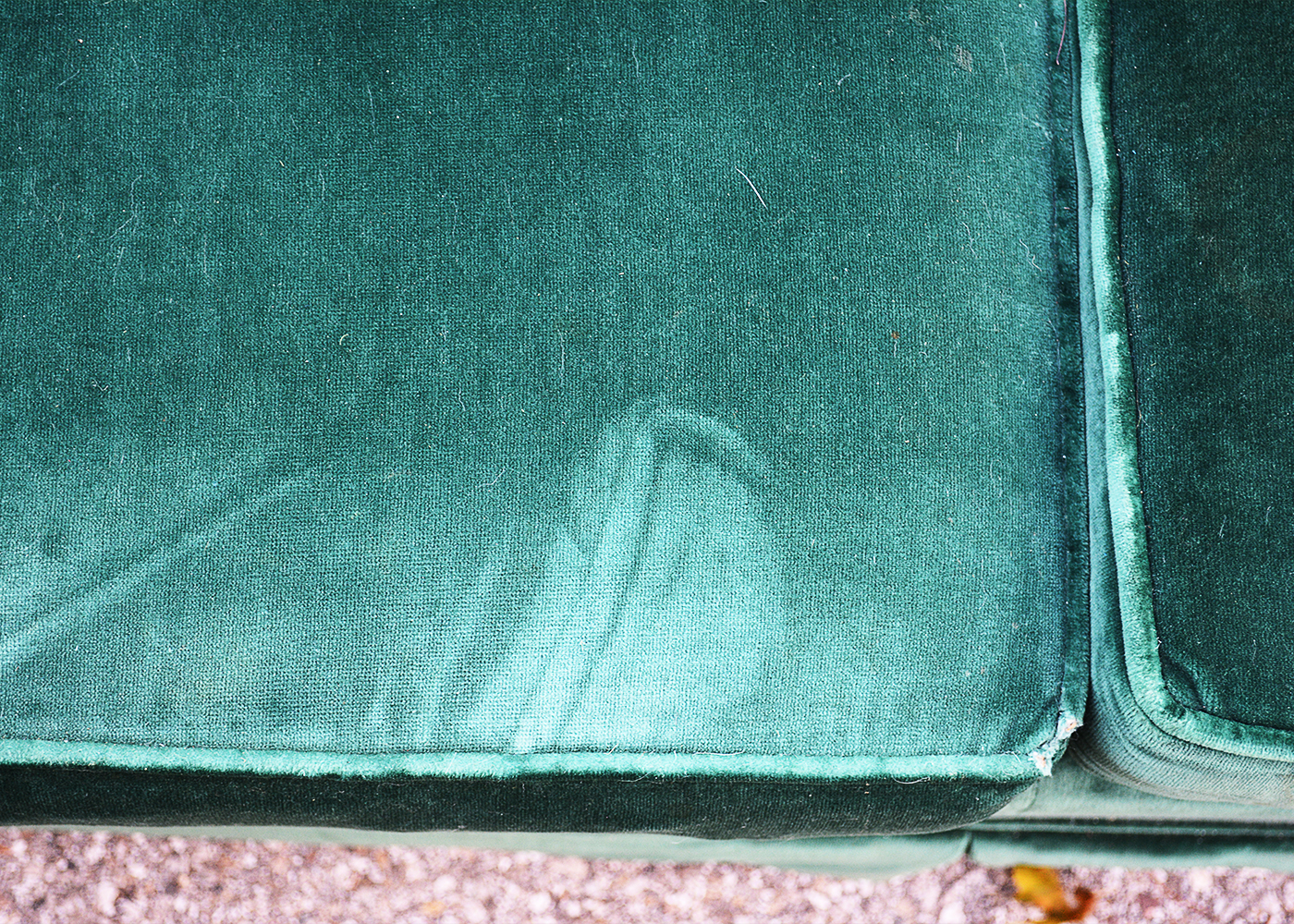 Ethan Allen "Traditional Classics" Green Velour Sofa