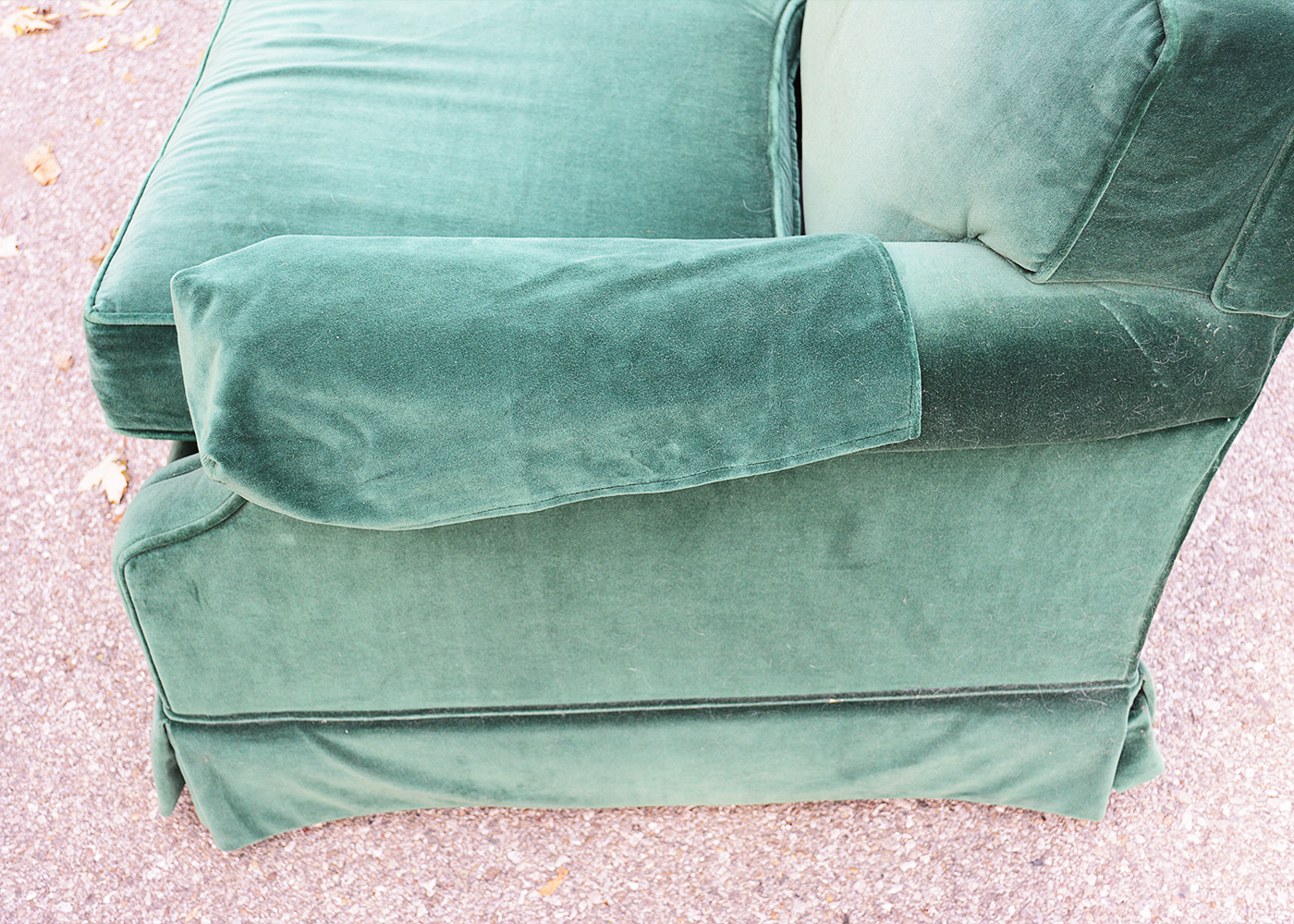 Ethan Allen "Traditional Classics" Green Velour Sofa