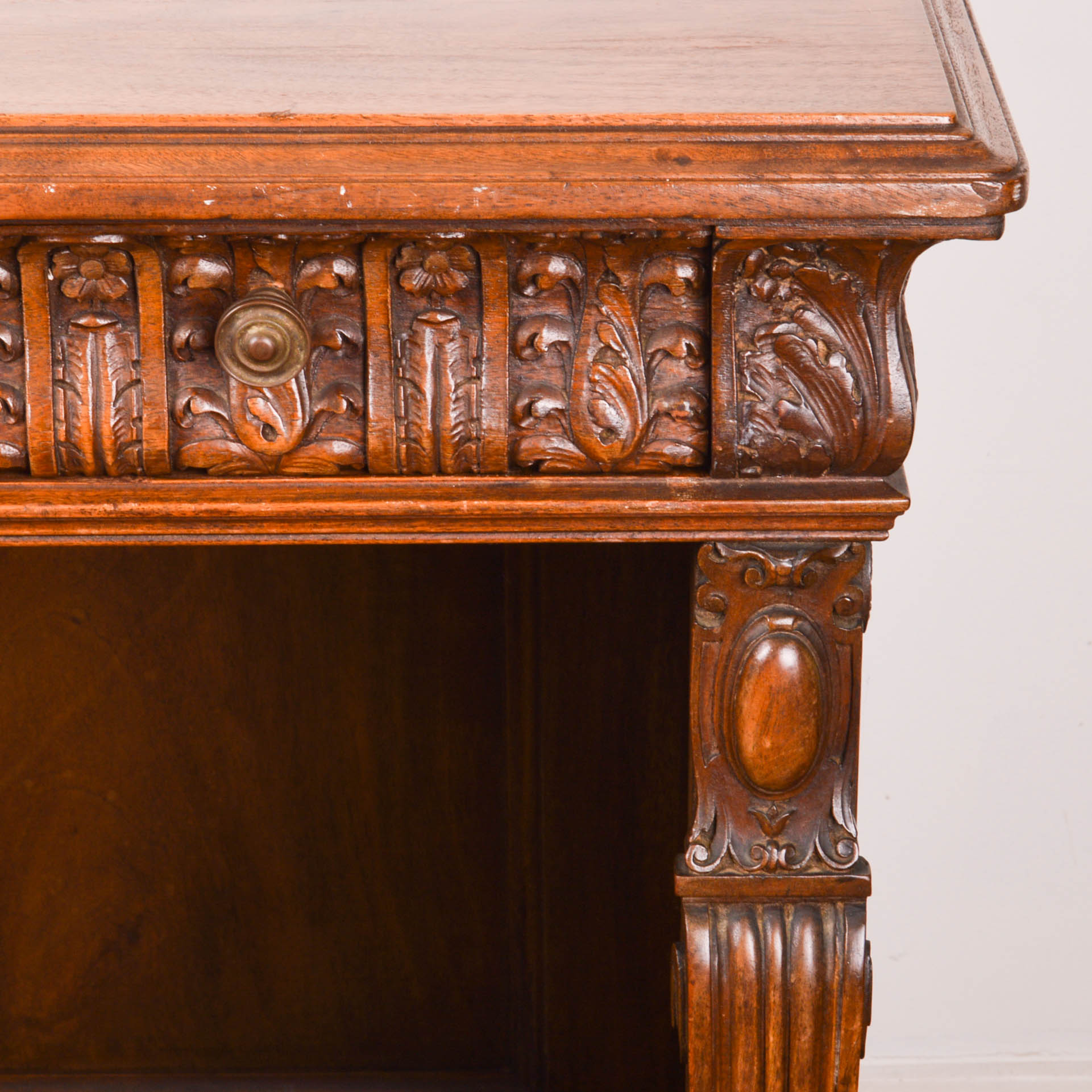 Antique Walnut Ornate Writing Desk