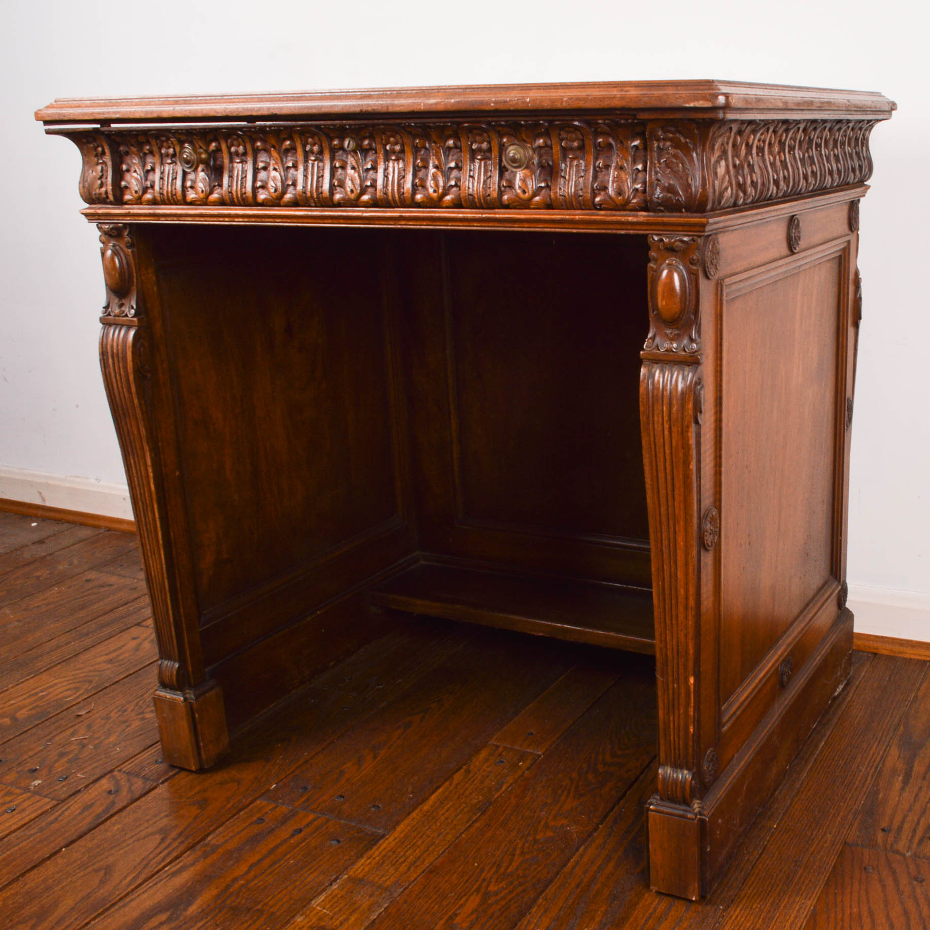 Antique Walnut Ornate Writing Desk