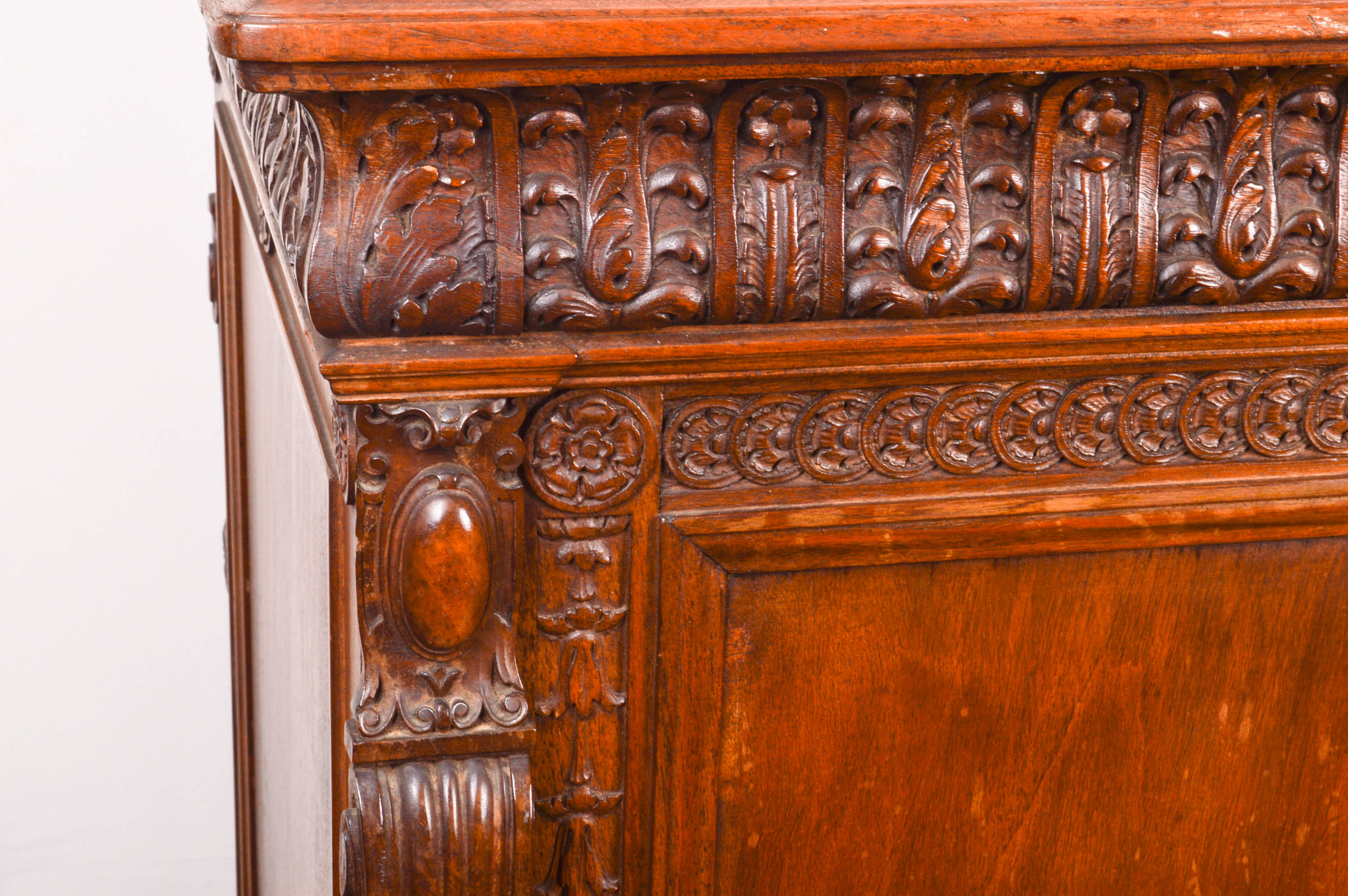 Antique Walnut Ornate Writing Desk