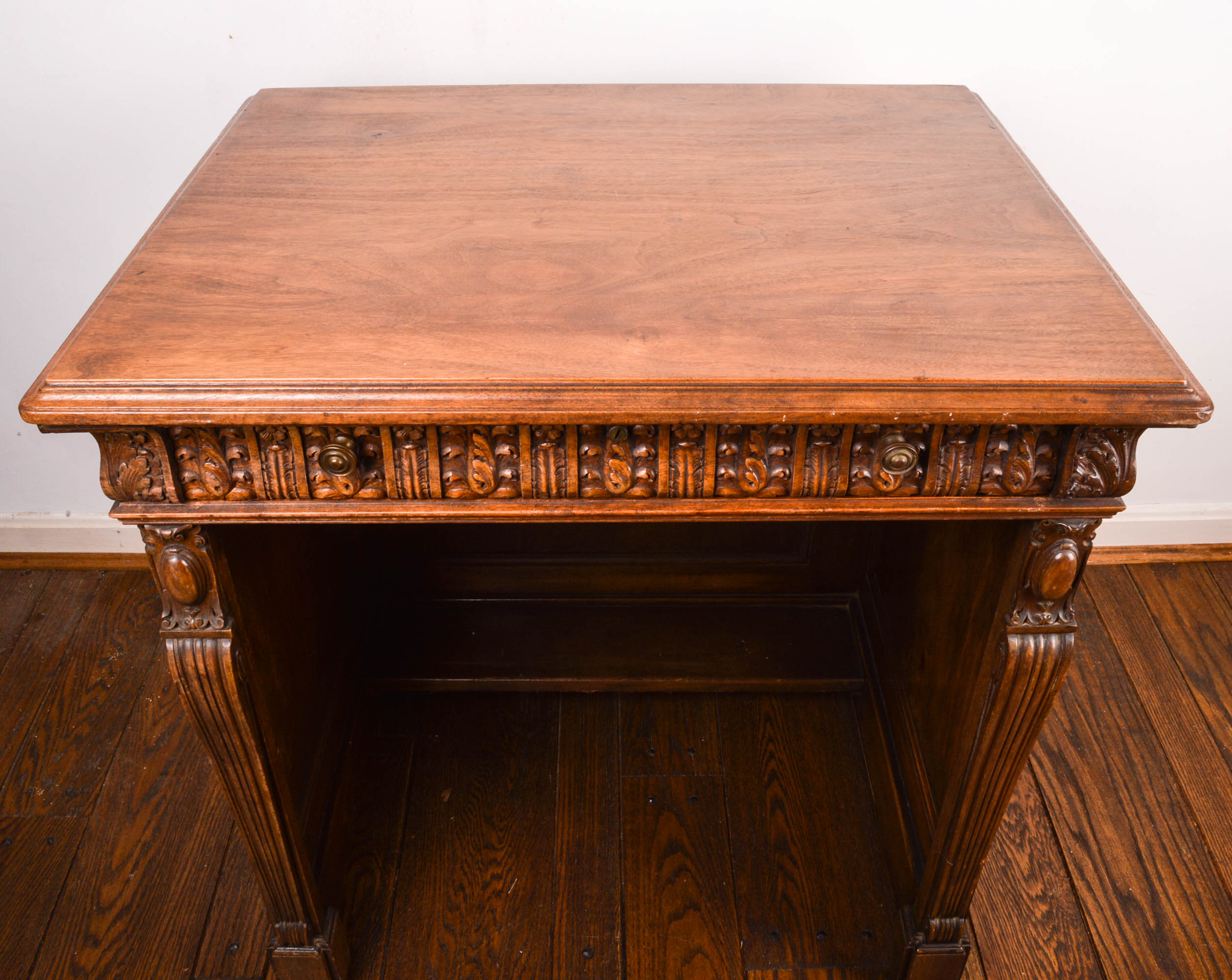 Antique Walnut Ornate Writing Desk