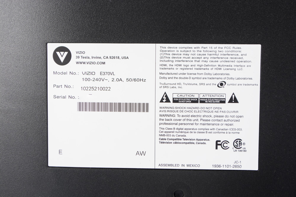 VIZIO E370VL Television