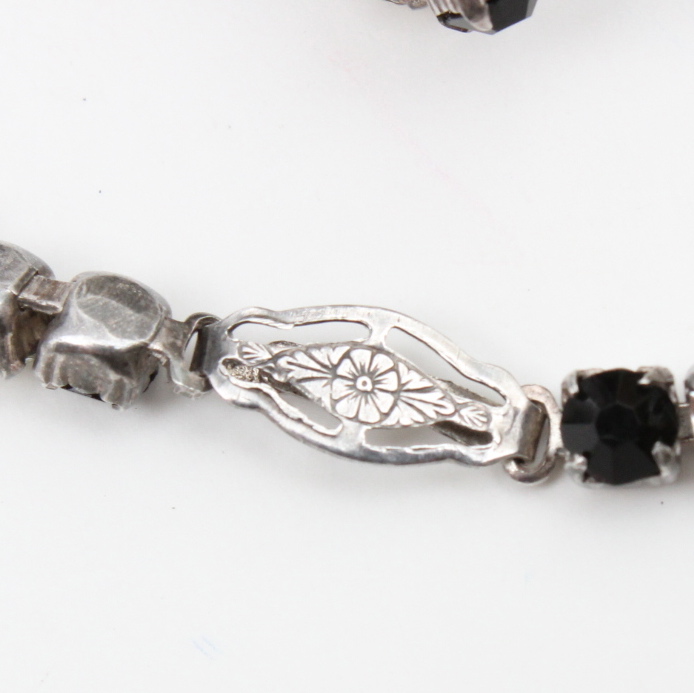 Sterling Silver, Black Onyx, and White Quartz Tennis Bracelet