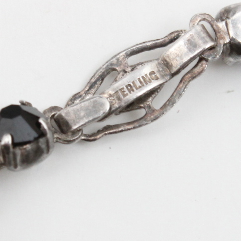 Sterling Silver, Black Onyx, and White Quartz Tennis Bracelet