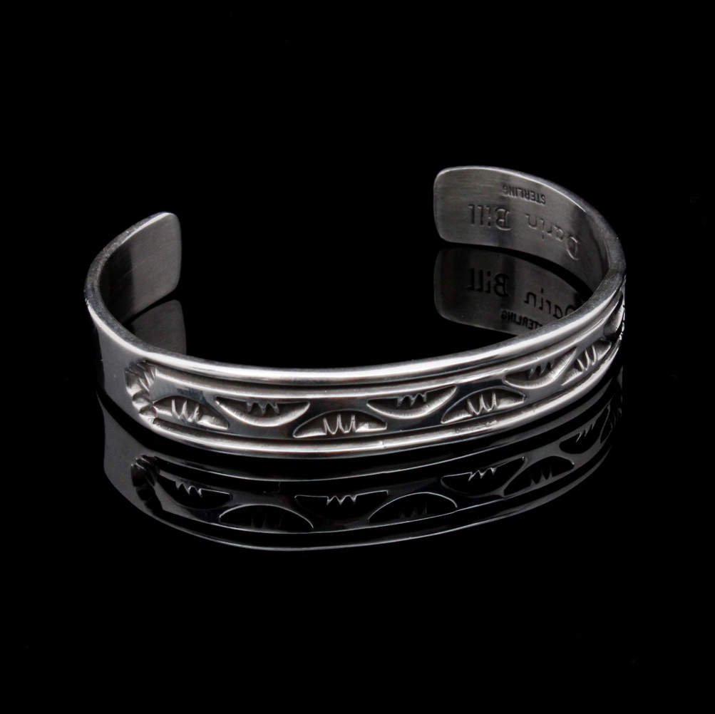 Signed Darin Bill Navajo Sterling Silver Cuff Bracelet