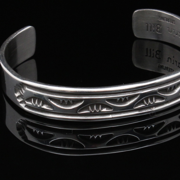 Signed Darin Bill Navajo Sterling Silver Cuff Bracelet