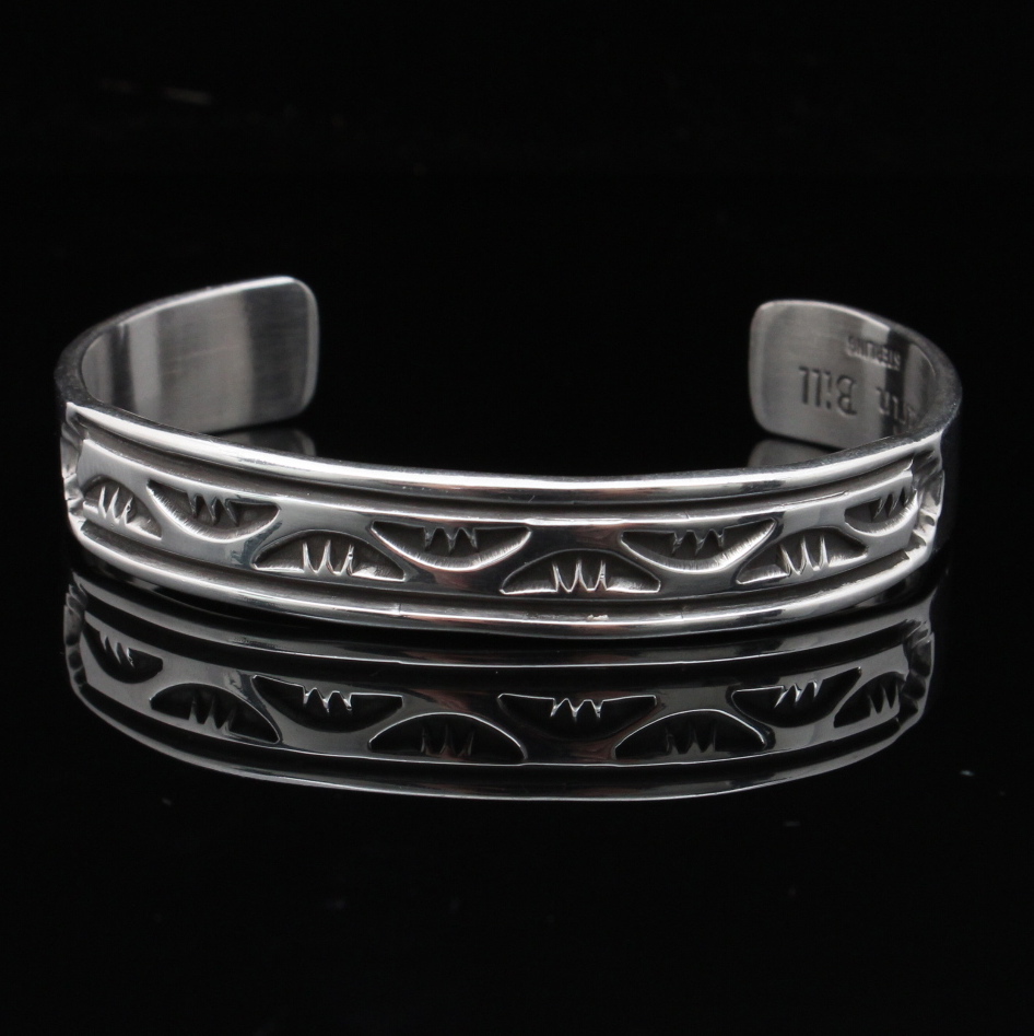 Signed Darin Bill Navajo Sterling Silver Cuff Bracelet