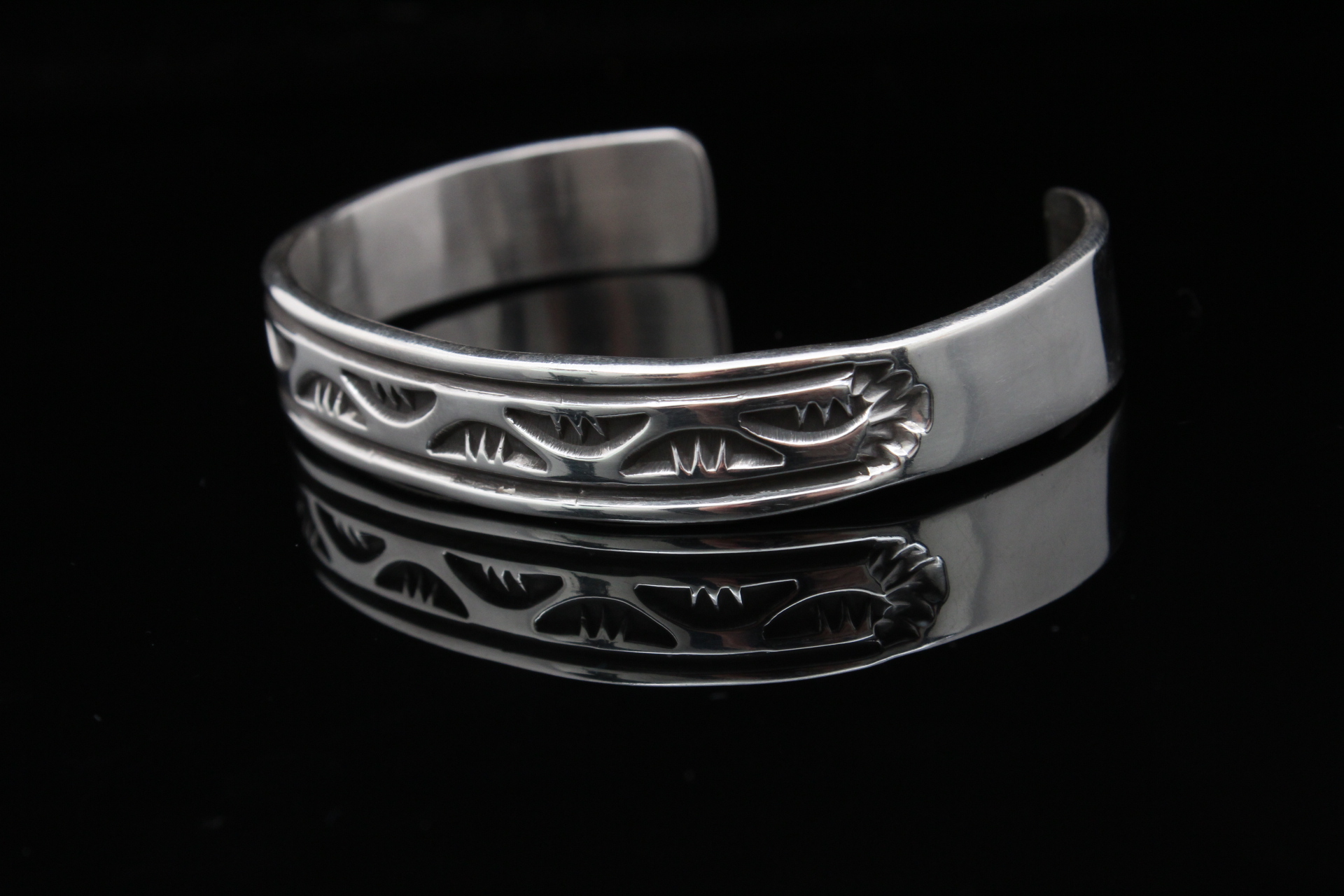Signed Darin Bill Navajo Sterling Silver Cuff Bracelet