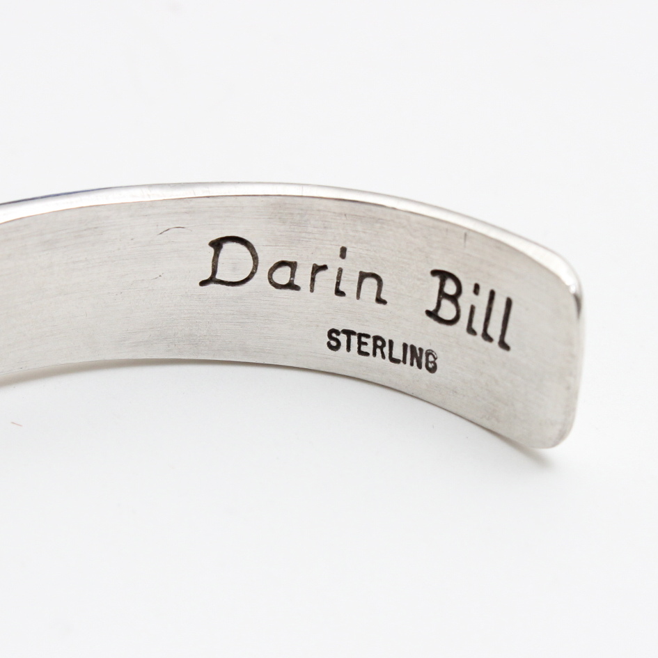 Signed Darin Bill Navajo Sterling Silver Cuff Bracelet