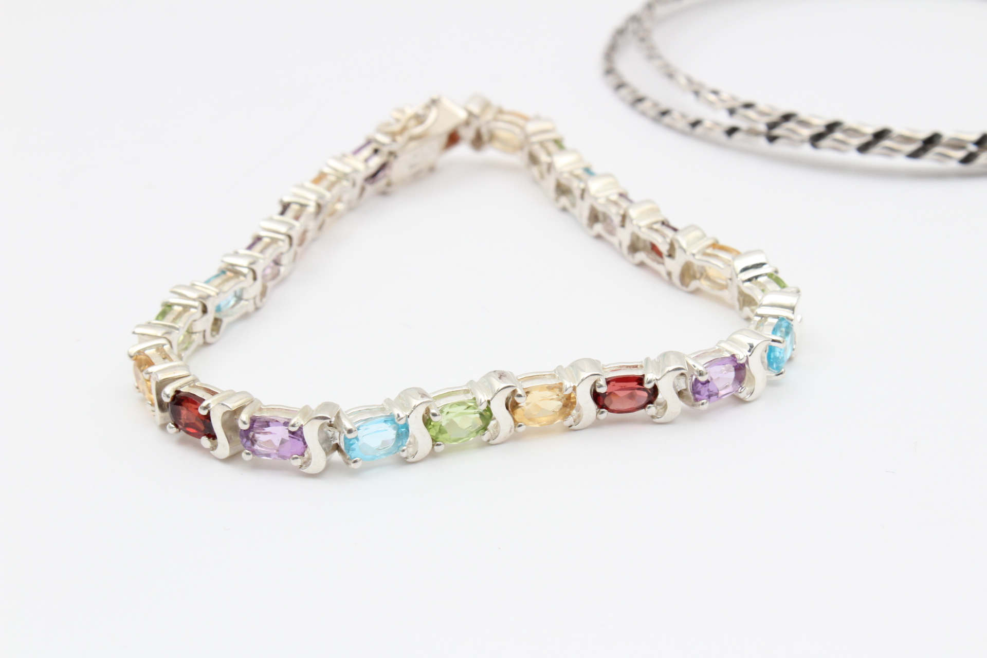 Sterling Silver Tennis Bracelet with Set of Three Bangles