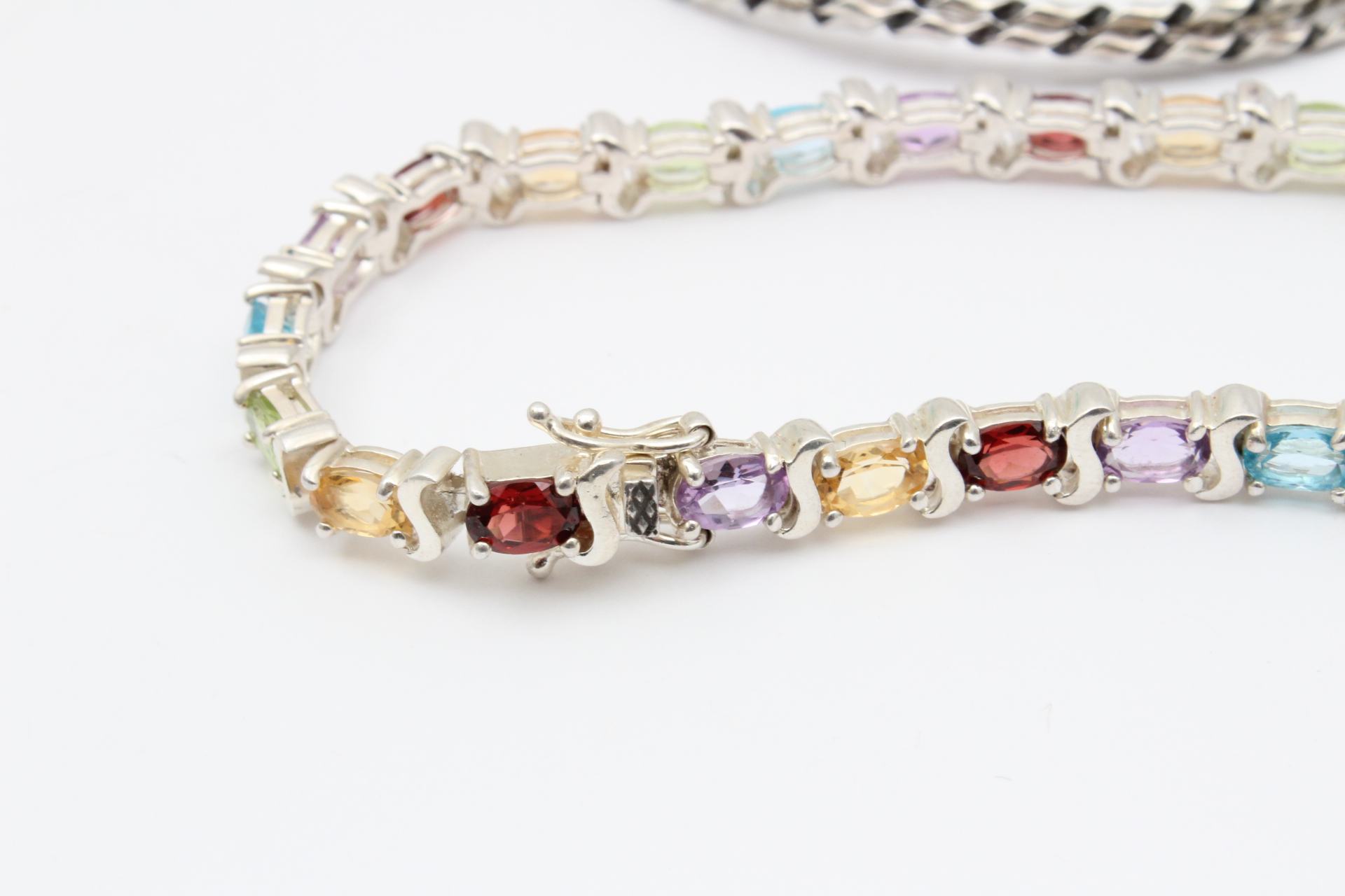 Sterling Silver Tennis Bracelet with Set of Three Bangles