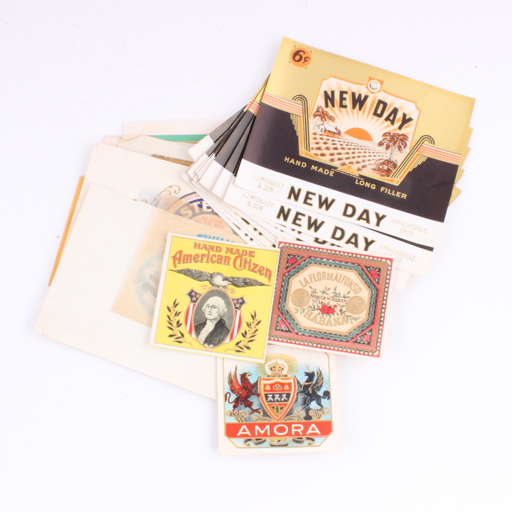 Sizable Collection of Vintage Cigar Box Labels Featuring Ohio Labels