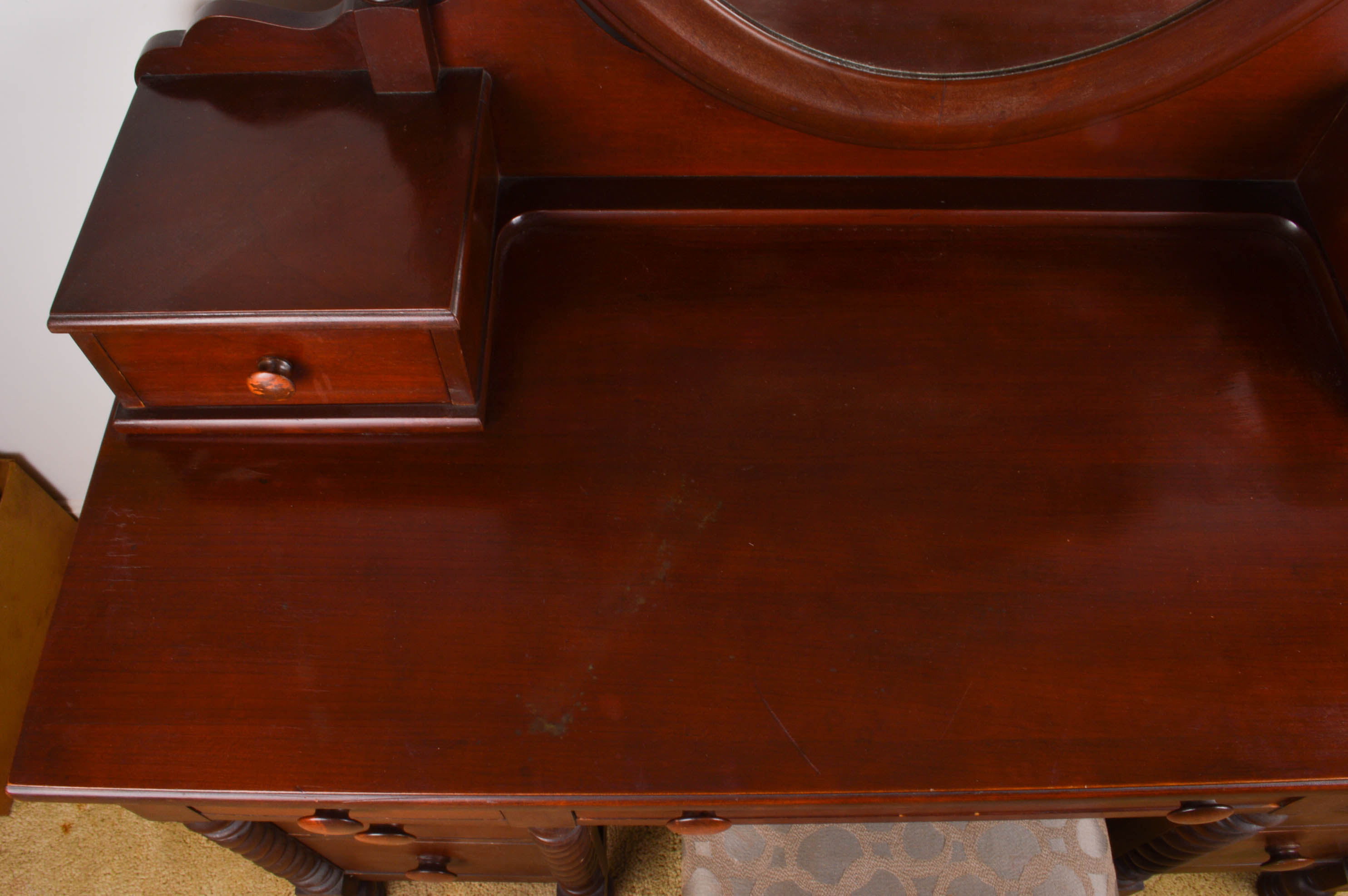 Cherry Vanity with Mirror and Bench