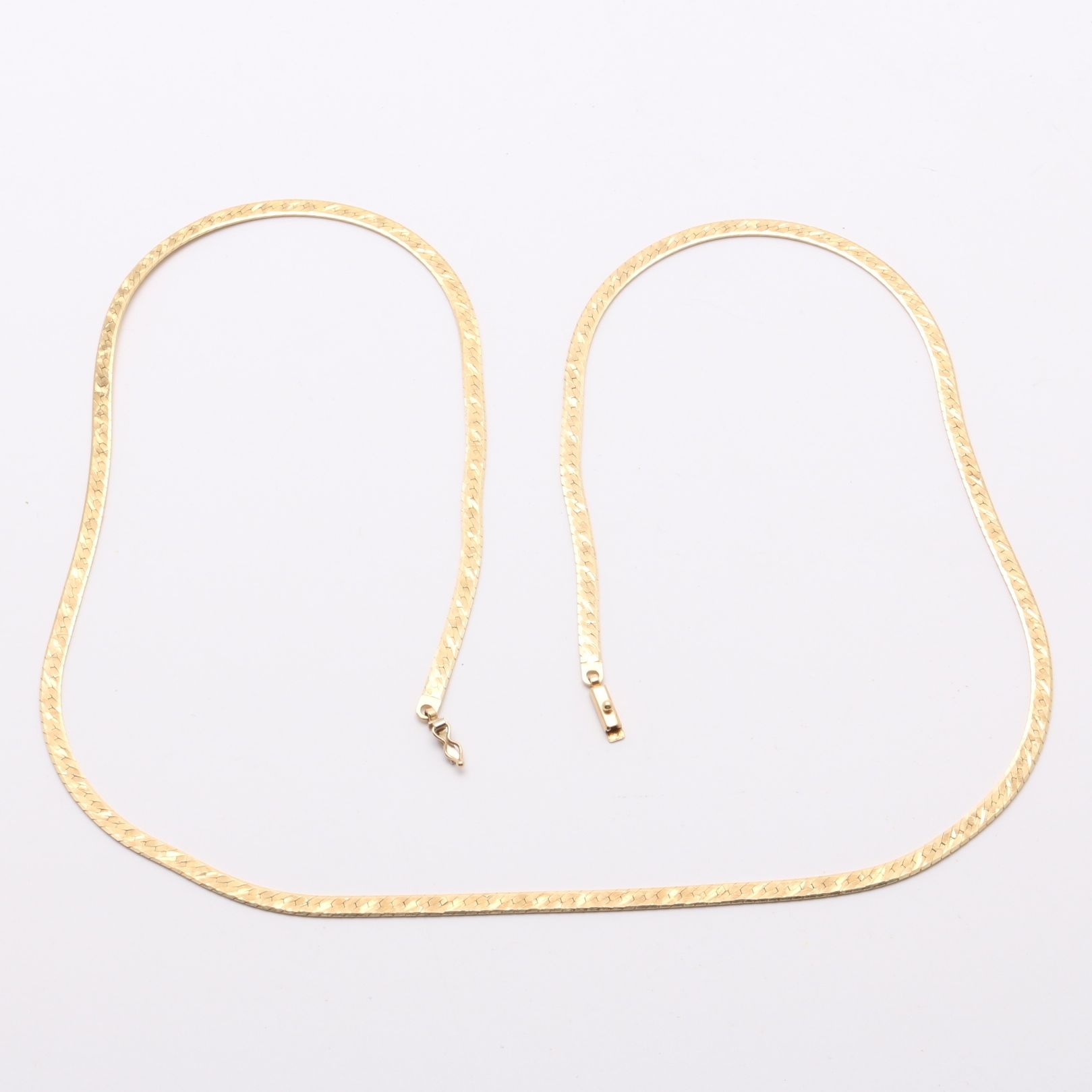 14K Yellow Gold Diamond Cut Herringbone Neck Chain