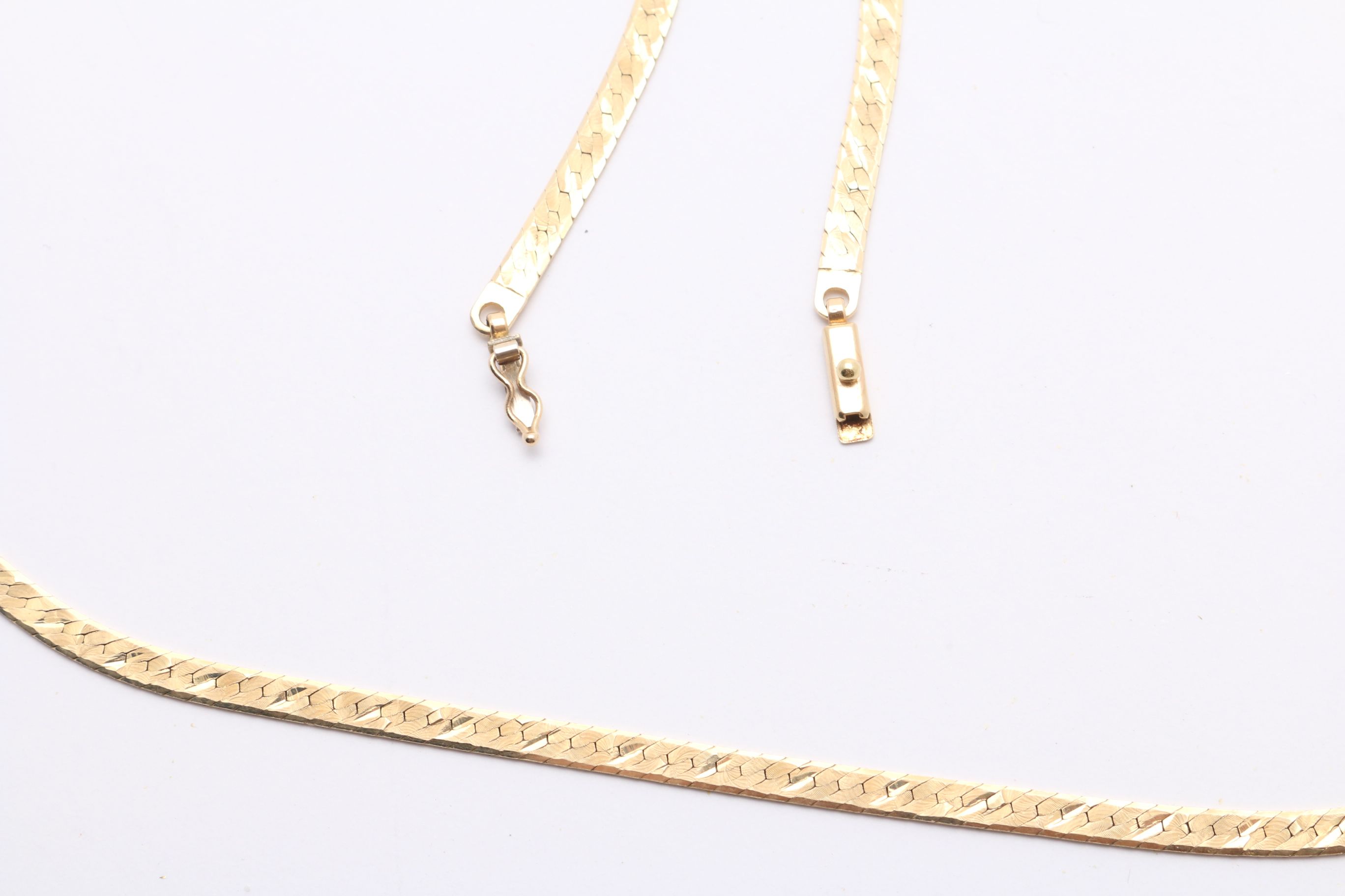 14K Yellow Gold Diamond Cut Herringbone Neck Chain