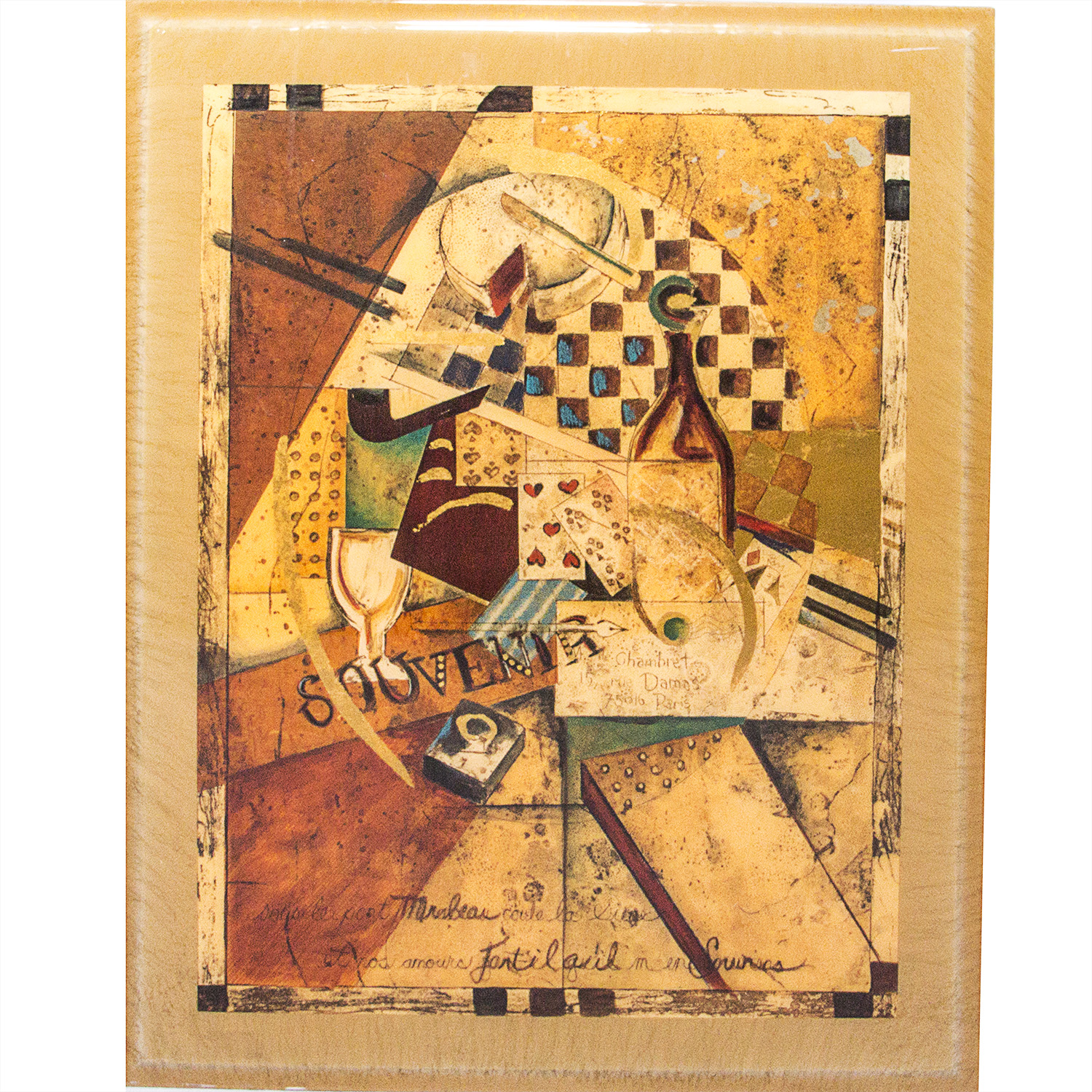 Unframed Painted Collage Homage to Apollinaire Style Print