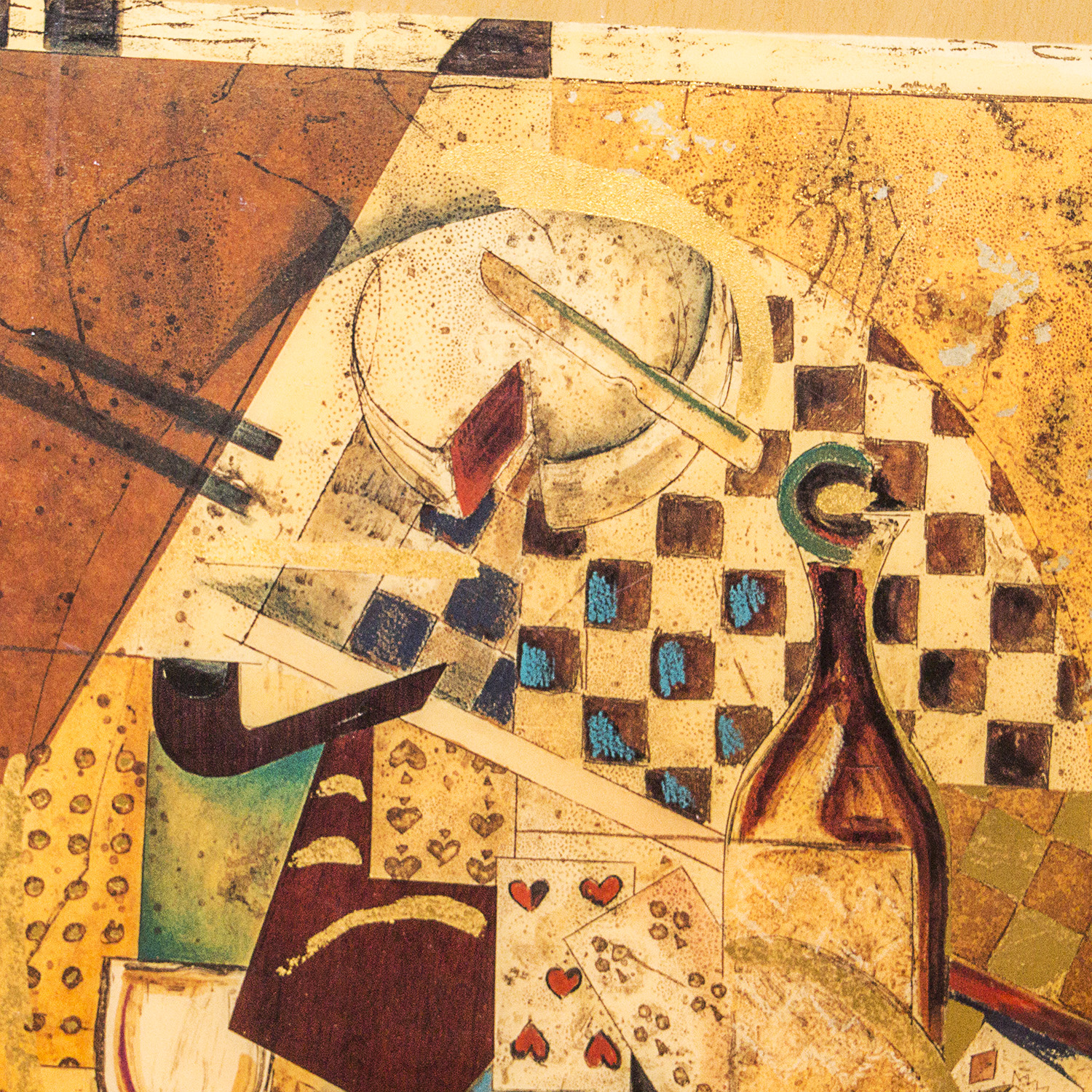 Unframed Painted Collage Homage to Apollinaire Style Print