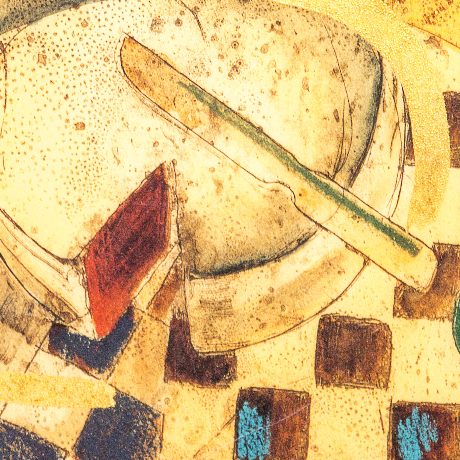 Unframed Painted Collage Homage to Apollinaire Style Print