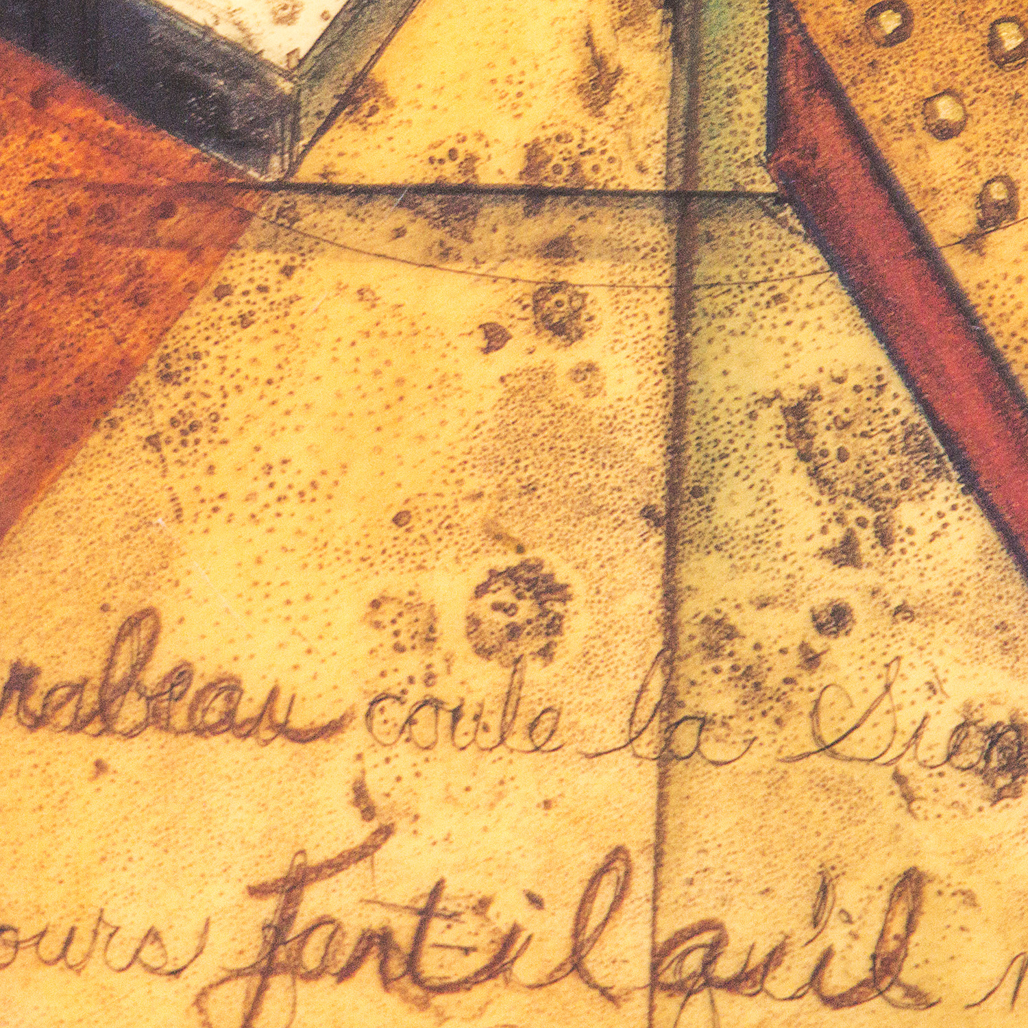 Unframed Painted Collage Homage to Apollinaire Style Print