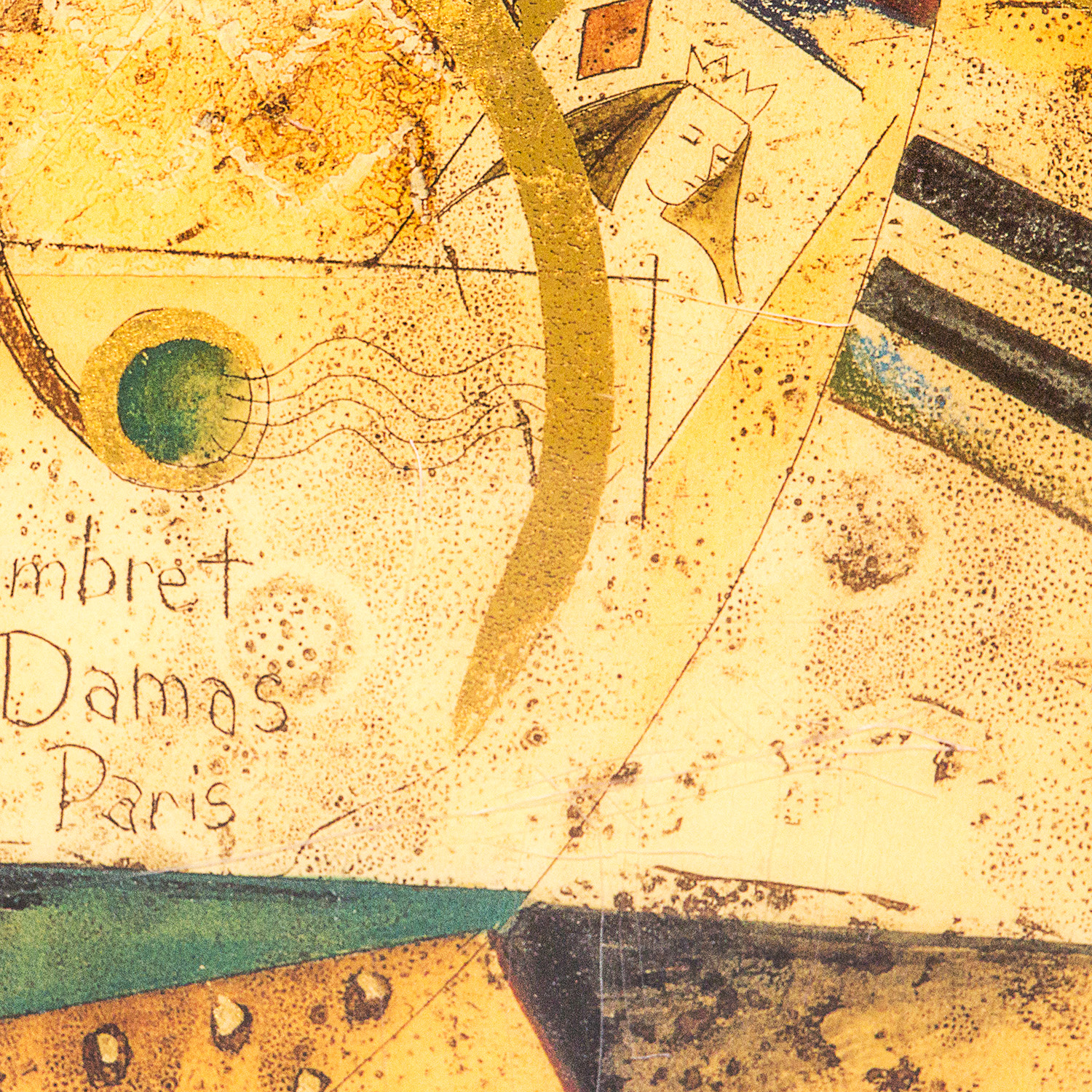 Unframed Painted Collage Homage to Apollinaire Style Print