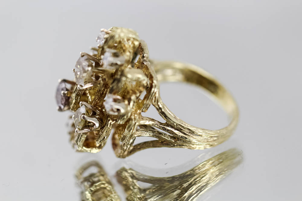 14K Yellow Gold Diamond Cocktail Ring