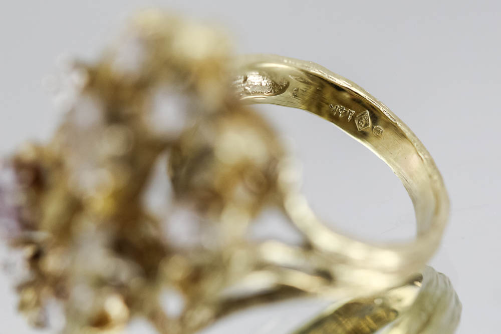 14K Yellow Gold Diamond Cocktail Ring