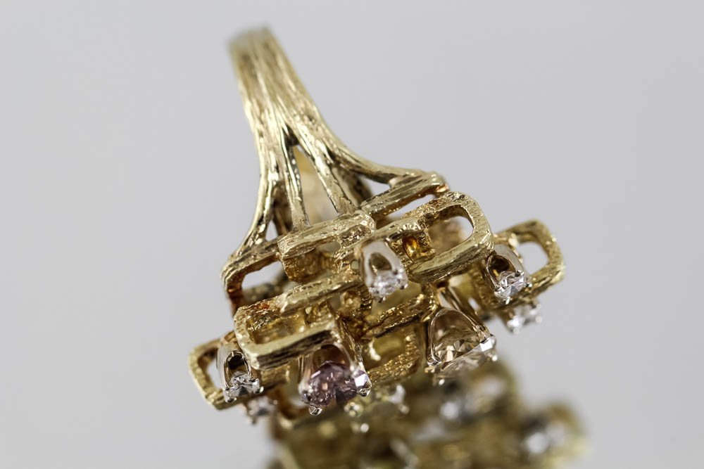 14K Yellow Gold Diamond Cocktail Ring