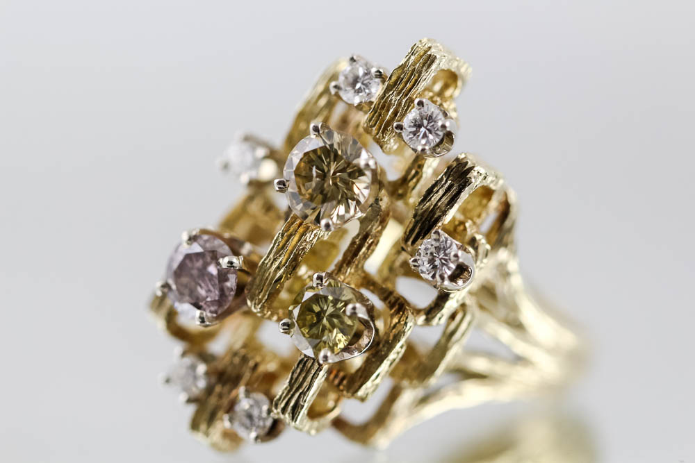 14K Yellow Gold Diamond Cocktail Ring