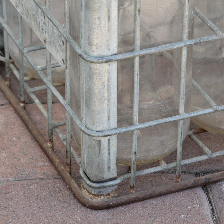 Vintage Glass Dairy Jars and Dairy Crate