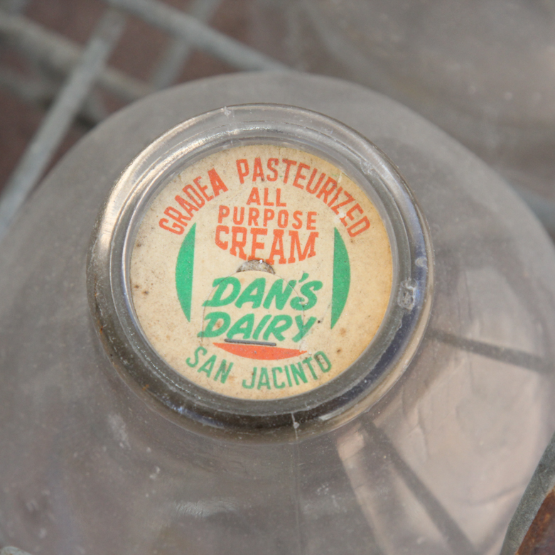 Vintage Glass Dairy Jars and Dairy Crate