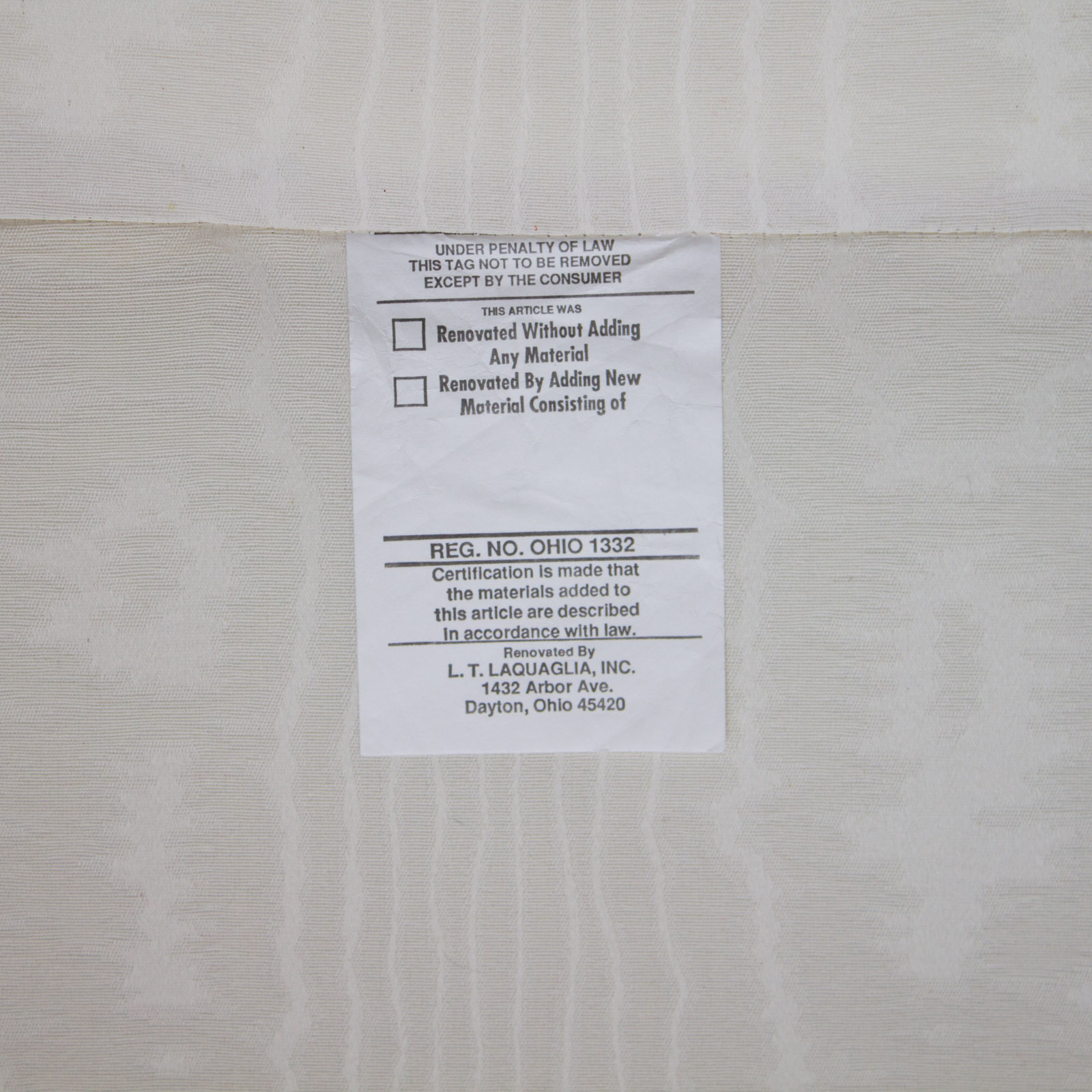 L.T. Laquaglia Upholstered Ivory Sofa