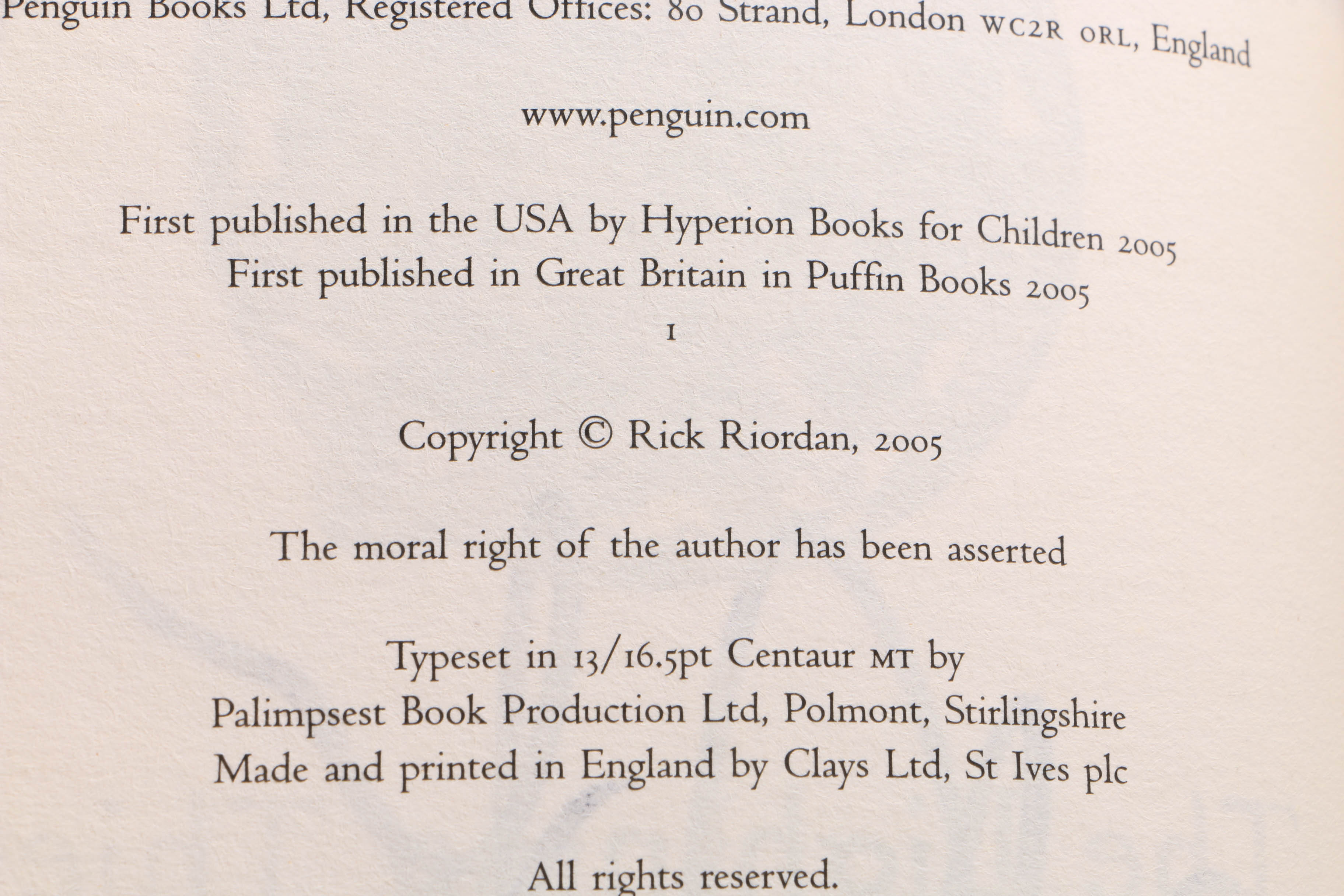 Complete Signed Rick Riordan "Percy Jackson & The Olympians" Series