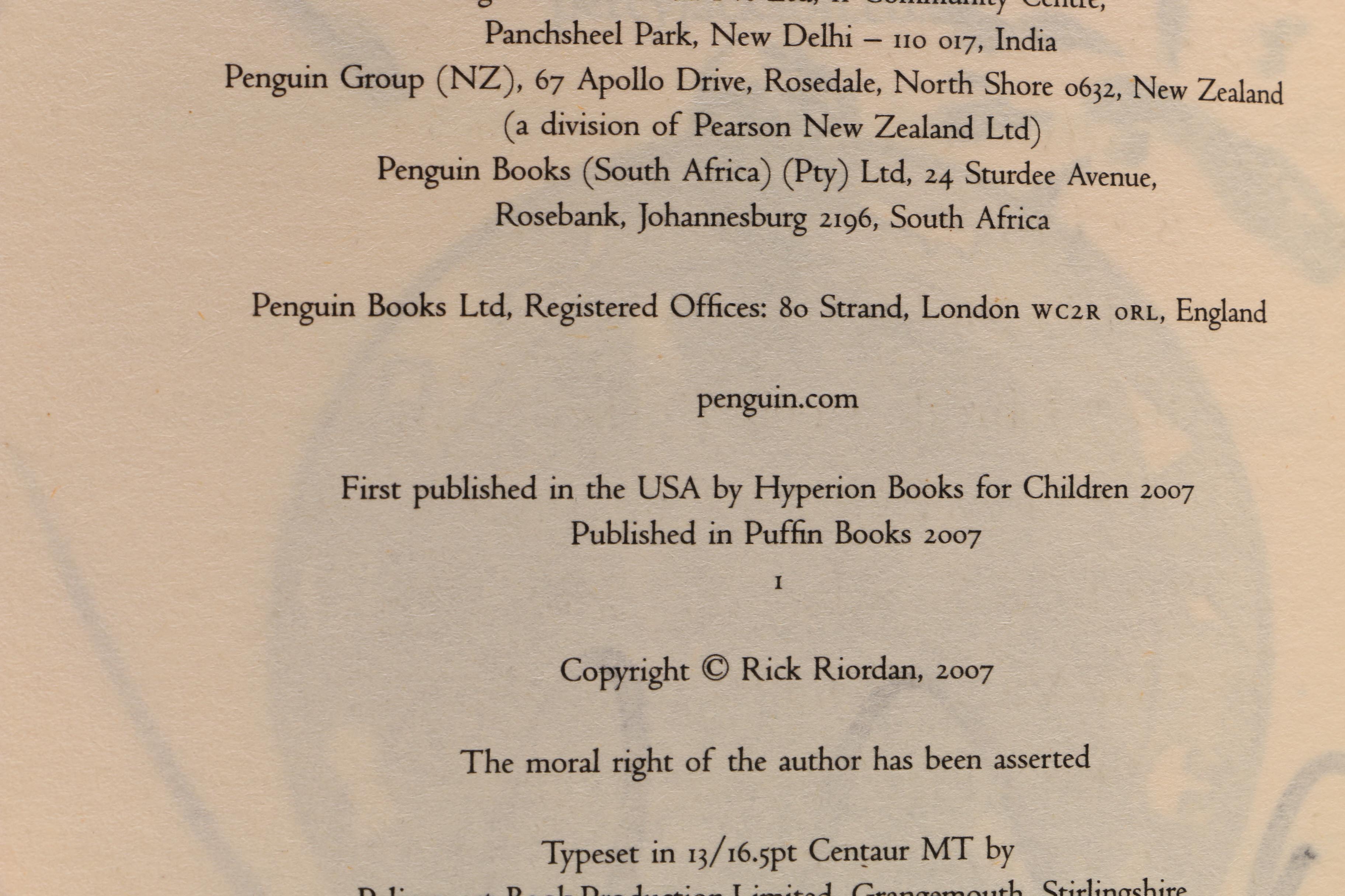 Complete Signed Rick Riordan "Percy Jackson & The Olympians" Series
