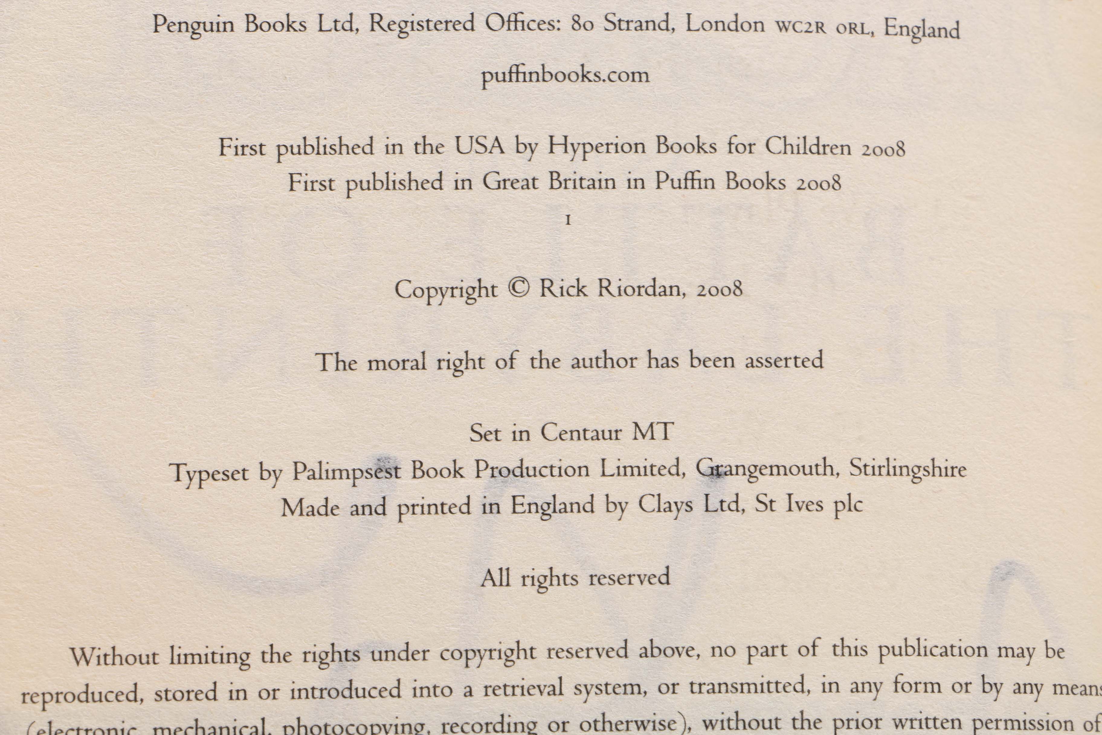 Complete Signed Rick Riordan "Percy Jackson & The Olympians" Series