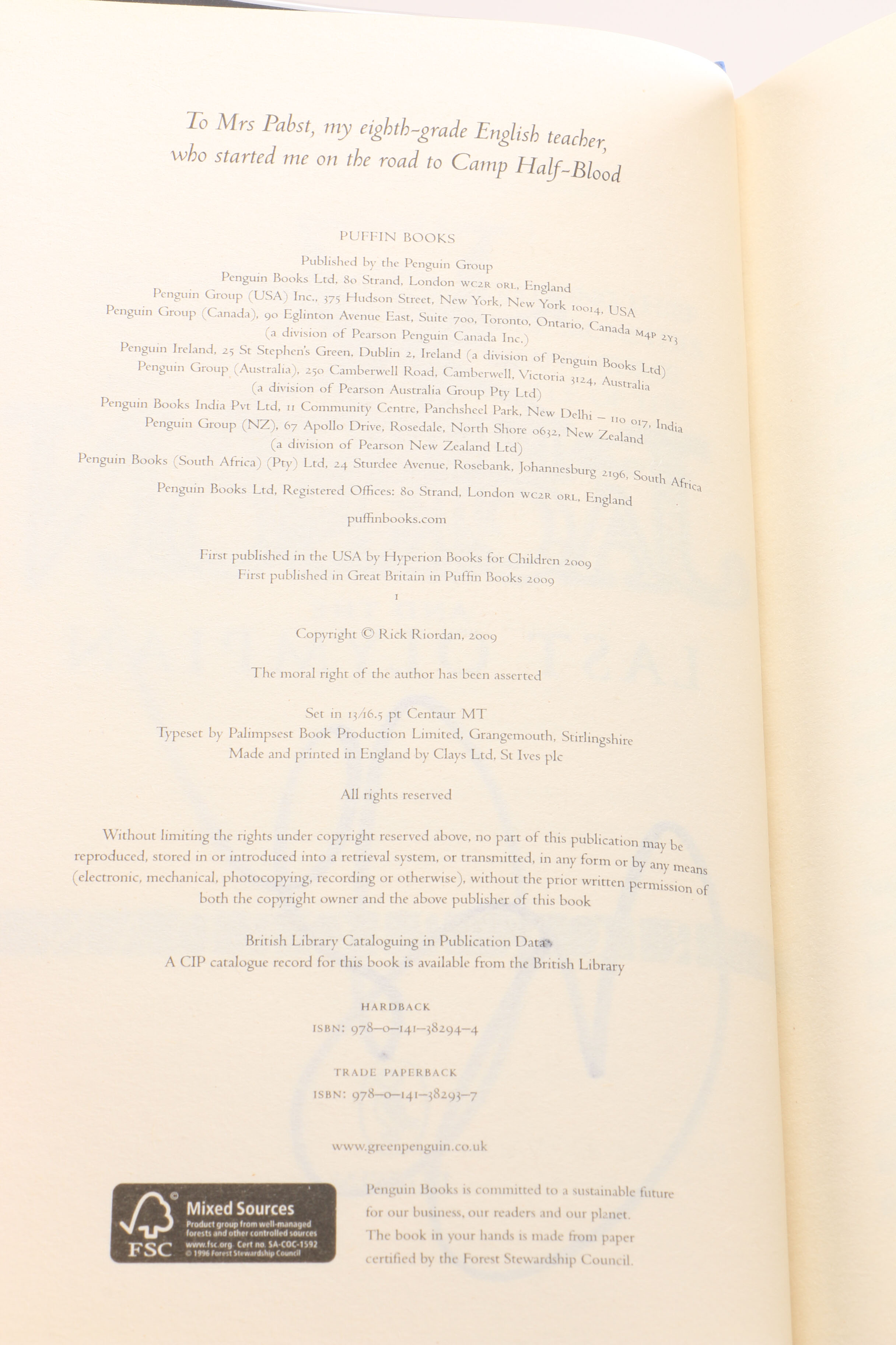 Complete Signed Rick Riordan "Percy Jackson & The Olympians" Series